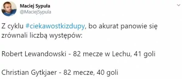 WYRÓWNANE statystyki Gytkjaera i Lewandowskiego z czasów gry w Lechu O.o